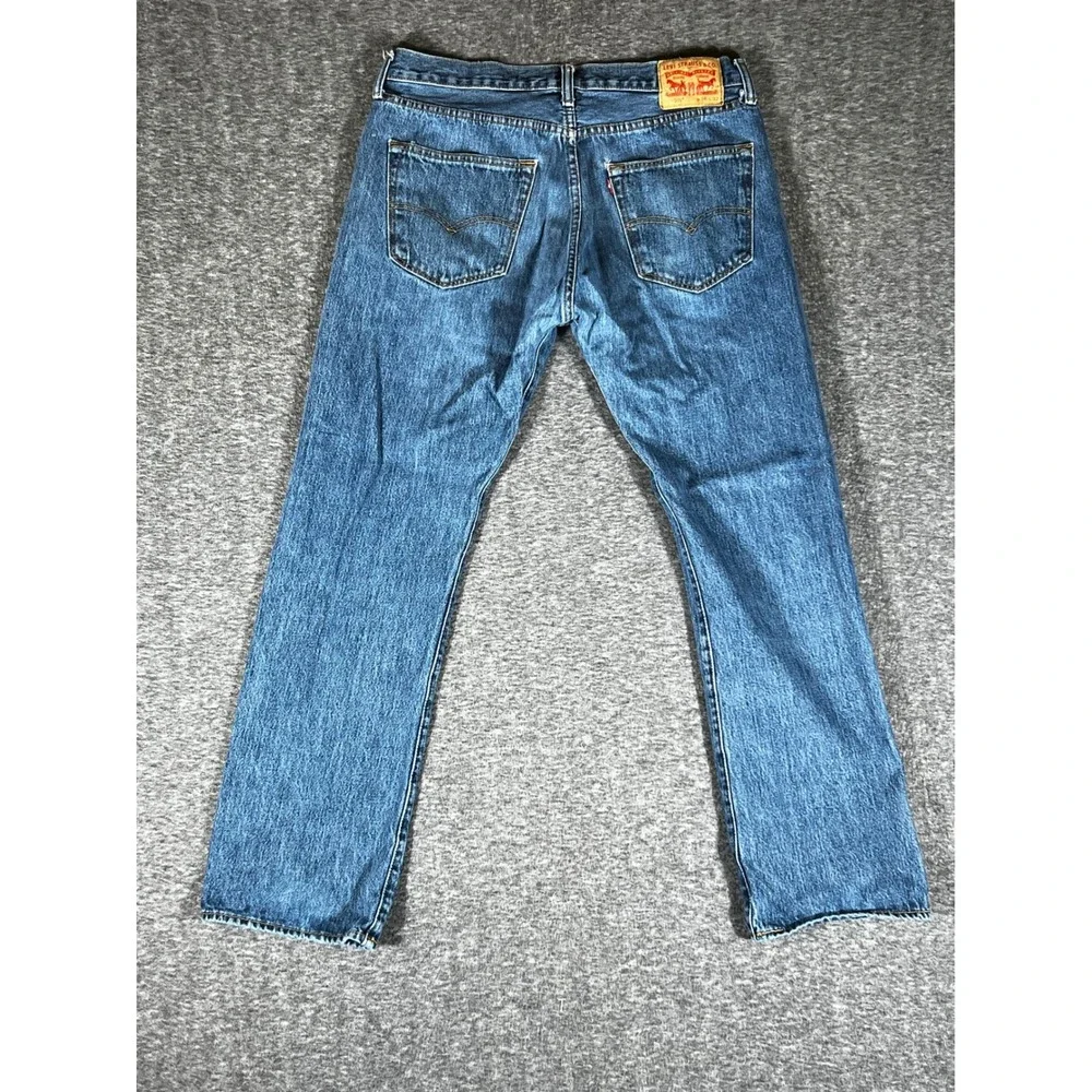Levis 501 Original Fit Mens Blue Straight Leg Button Fly Denim Jeans 36x31